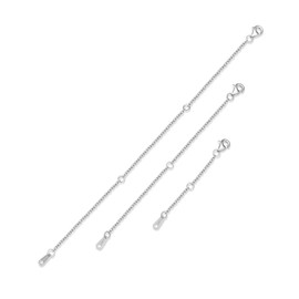 AOBOCO 925 Sterling Silver Chain Extender for Necklaces Bracelets and Anklets, Adjustable Jewellery Extender Set - 2" 4" 6" Lobster Clasp