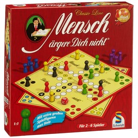 Schmidt Spiele 49330 Classic Line, "Mensch ärgere Dich nicht", with Extra Large Wooden Toy Figures, FFP, Multi-Coloured