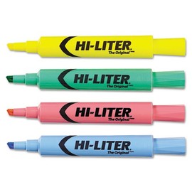 Avery 17752 HI-LITER Desk-Style Highlighter, Chisel Tip, Assorted Colors, 4/Set