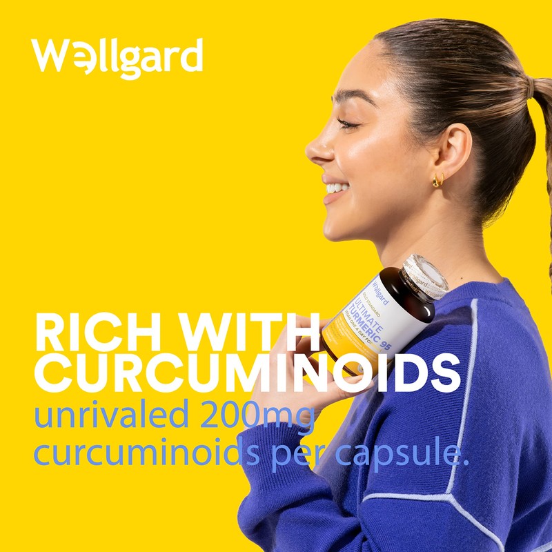 Turmeric Capsules High Strength by Wellgard, Turmeric 95, Curcumin, Made