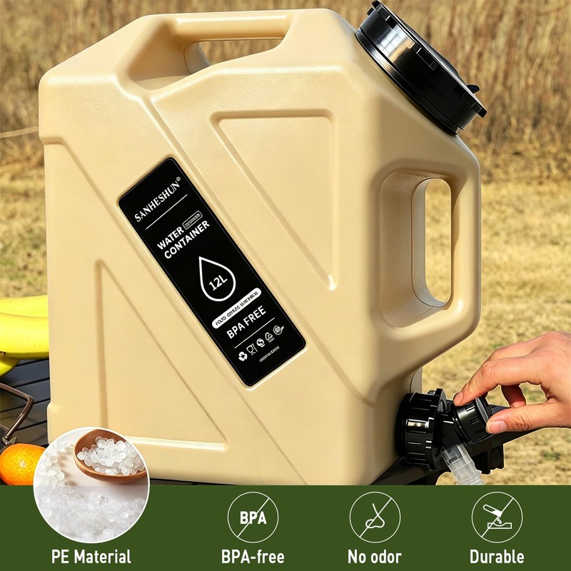 3.2 Gallon Water Jug,12L Portable Water Container with Spigot, Cleaning