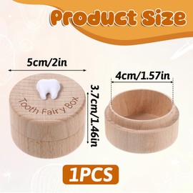 BOHUIZ Tooth Fairy Box for Girls and Boys, Wooden Tooth Fairy Box Dropped Tooth Keepsake Storage Box with 3D Carved Tooth for Lost Teeth Kids Birthday Gift(Color B)