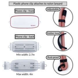 WAAVA Cell Phone Lanyard Crossbody Clip Phone Strap Holder, Adjustable Neck Strap Chain, Cute Lanyard Phone Charm, Universal Stylish Cell Phone Accessory for Women And Men (Pink)