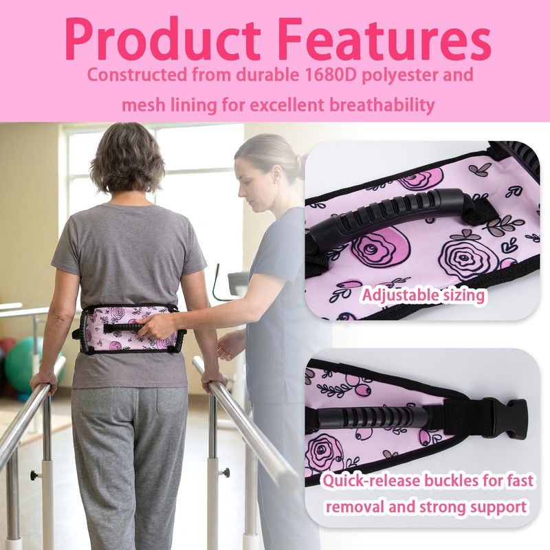 Gait Belt Transfer Belt for Seniors, 1680D Polyester Gate Belt