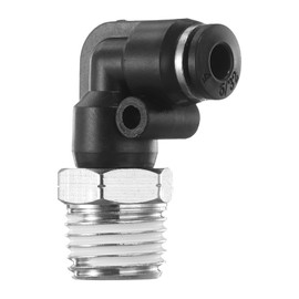 HARFINGTON Push to Connect Fittings Male Elbow 5/32 Inch Tube OD x 1/4 Inch NPT Thread Plastic Quick Connect Air Hose Pneumatic Fitting Kit Push Lock Connector PL5/32-N1, Black