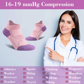 Gonii Compression Athletic Socks Cushioned Anti-Blister Comfort Fit Ankle Socks 5-6 Pairs