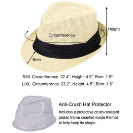 Verabella Fedora Hat Women Summer Short Brim Straw Sun Hat,Natural,SM