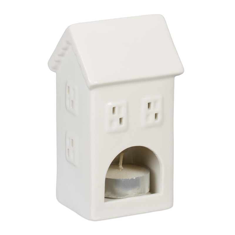 Relaxdays Ceramic Tea Light House, Light House for 1 Tea