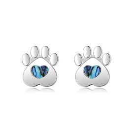 CUPENDA Paw Print Earrings Sterling Silver Dog Cat Paw Stud Earrings Puppy Jewelry for Women