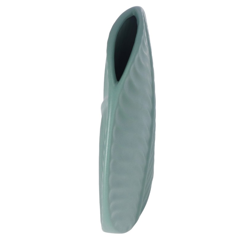 Leaves Pattern Ceramic Vase Nordic Style Dark Green Flat Leaf