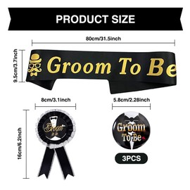 COWANIEE Stag Do Accessories Men, Black Gold Hen Do Sash Set, Groom to Be Decorations for Men