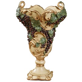 Touch of Class Vigne Elegante Decorative Table Vase Dark Red | Grape Designs | Tuscan Style Decor for Kitchen, Dining Room