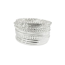 tenghong2021 Bohemian Gold Silver Chunky Bangle Multilayer Stretch Snake Chunky Bracelets for Women Men Layered Stretchy Link Chain Bracelet Wide Wristband Trendy Jewelry-B Silver