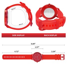 Men's Watch Ultra-Thin Minimalist Waterproof-Fashion Watch for Men or Women with Silicone Band Wrist Watches 1100 Red White