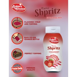 Strawberry Syrup - Ice Cream Toppings Spritz - 14 Ounce - Strawberry Sauce Squeeze Bottle Decorative Pancake - Kosher - by Bakers Choice