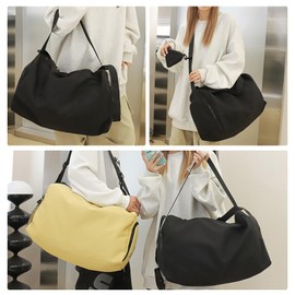 Weekender Bag – Geila Personal Item Duffel Bag with Shoes Compartment, Overnight Travel Bag, Yoga & Gym Bag (Black)