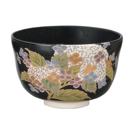 宮地 English Incense Matcha 碗 Black Size: 12.4 Diameter x Height 7.8 cm Black 仁清 紫陽花 Box, 50-Pack