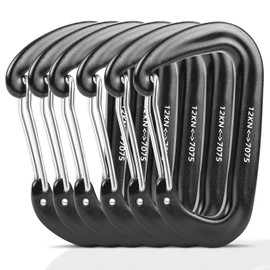 Pack of 6 Carabiner Hooks Large Heavy Duty Aluminium Carabiner 12 KN (1200 kg) Load Capacity Choice of 7 Colours for Outdoor Hammock Attachment Hiking Camping Camping Backpacking