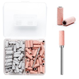 ERUIKA Sanding Bands for Nail Drill,80pcs Mini Nail Sanding Bands With 3mm Mandrel Bit,240 Grid for Acrylic Nails Gel Manicure Pedicure DIY Nail Tech(White-Pink)