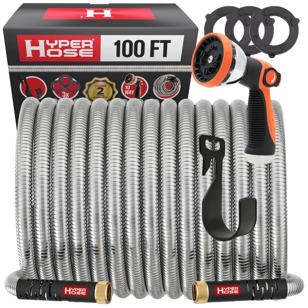 HYPER HOSE - Best 100 ft Metal Garden Hose Set