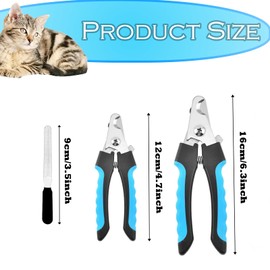 Dog Nail Clippers 2Pcs(Large 6.3 inch and Small 4.7 inch) with Nail File - Safety Guard Trimmer for Cats/Dogs - Professional Grooming Tool with Comfort Grip