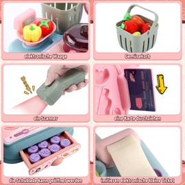 VBACALA 74 Piece Kneading Tool Set for Children, Modelling Clay Supermarket Cashier, Kneading Accessories, Kitchen Creations with 24 Cans of Knead, Tools Sets Children's Play House Sets Girls Boys