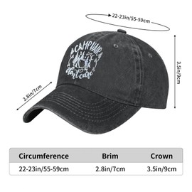 RNFENQS Camping Hair Don't Care Baseball Cap Distressed Dad Hat for Women Men Black