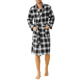 Latuza Men's Cotton Flannel Robe M Black