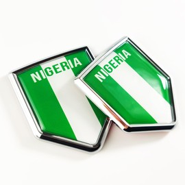 Newperlite Nigeria Flag Decal Sticker Car Emblem Nigerian Flag Car Decoration Accessories Chrome Shield for Truck Vehicles Cars, 2 Pack