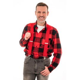 Olata Extra Wide Mens Braces X Shape with Black or Silver Braces Clips and Thick Fabric - 5cm, Black (silver clips)