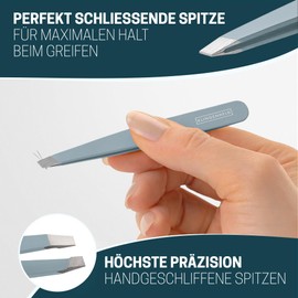 KLINGENHELD® Precise Tweezers Set with Hand-Cut Tips - Perfect for All Applications - Includes Cotton Case 100% Plastic-Free & Sustainable - Tweezers Eyebrow Plucking, 21 Colours