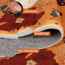 ROTTOGOON Hallway Runner Rug 2'x6' Washable Soft Floral Rug with Rubber Backing Stain Resistant Non-Slip Bohemian Runner Rugs for Hallway Entryway Laundry Room Kitchen Bathroom