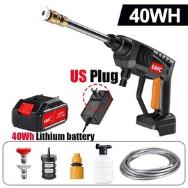 Electric Car Wash Cleaning Machine With Battery 60Bar Cordless Car Washer Cleaning Machine WaterPump For Auto Home Garden Washer - Style: 40Wh