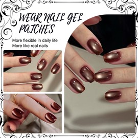 24 Pcs Press On Nägel Kurz, Eckige Künstliche Fingernägel zum Aufkleben, Acryl Press On Nails French, Full Cover Künstliche Nägel für Frauen und Mädchen (Maillard)
