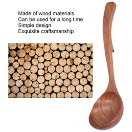 HilBeliFU Wooden Soup Ladle, 9.44in Long Ladle Spoon with Back Hook, Non Stick Wooden Spoon for Cooking Serving, Stirring Porridge, Tableware Catering, Kitchen Stews