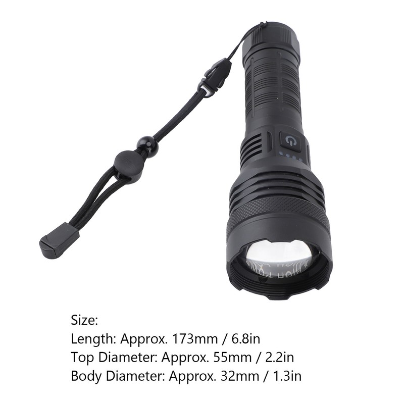Super Bright Flashlight 30000lm Zoomable 2000m Range Support Power Output
