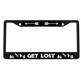 Let's Get Lost Style Metal License Plate Frame/Car Accessories Auto Car Tag Holder Cover (Black/Silver)