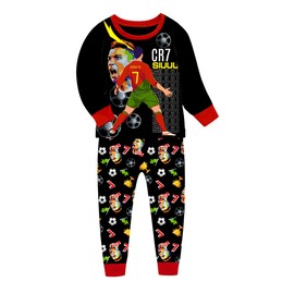Boys Pyjamas Ronaldo No.7 Fans Cotton Homewear Pajama Set Long Sleeve Casual Football Nightwear Pjs Set (UK, Age, 12 Years, 13 Years, Regular, Red)