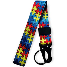 PAC Supplies Global 20mm Wrist Lanyard For Camera, Keys, Phone, Go Pro, Dog Whistle - Choose Your Pattern (Autism Awareness Jigsaw)