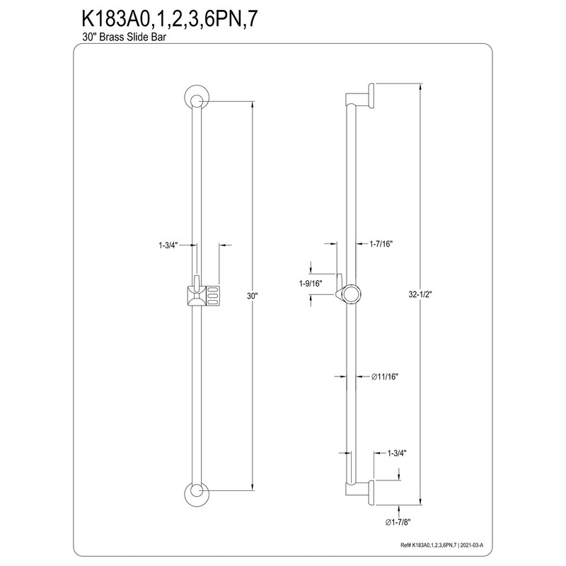 Kingston Brass K183A1 Designer Trimscape Showerscape 30-Inch Brass Shower Slide