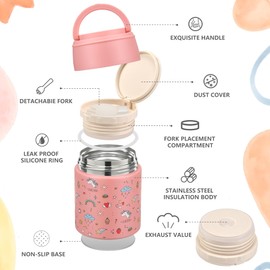 Zenvory 10oz Soup Thermo for Hot Food Kids Insulated Food Jar Container with Spoon Width Mouth Stainless Steel Leak Proof Thermo Lunch Box for School Travel