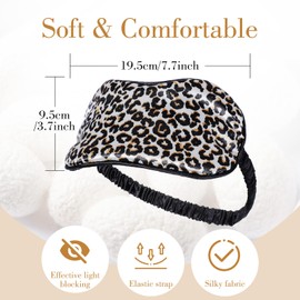 Weiche Seiden Schlafmaske,Bequeme Augenmaske zum Schlafen,Schlafbrille im Leopardenmuster,Augenbinde Schlafen mit Gummiband,Silk Sleeping Eye Mask für Pause Reise