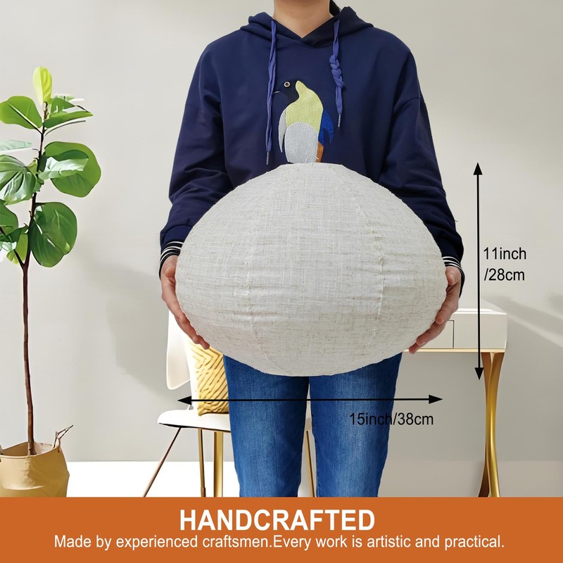 Hanging Lamp Shade Oval Paper Lanterns Replacement Linen 15 Inch