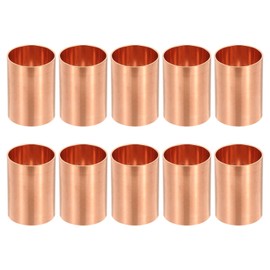 PATIKIL 1-1/4" Copper Coupling Fittings with Sweat Ends, 10 Pcs Straight Copper Pipe Fitting Coupler without Stop Solder Connection Welding Joint Connector for HVAC Air Conditioning
