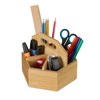 Relaxdays Bamboo Pen Holder, Rotating Desk Organiser, HBT 15 x