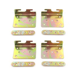 FarBoat 4 Pcs Universal Beds Rail Bracket Iron Bed Plates Hook on Conversion Brackets for Headboard Footboard Replacement Heavy Duty Hook on Bed Rails, Colored Zinc Finish