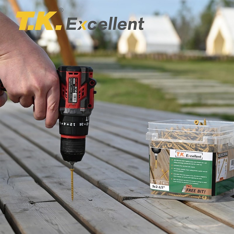 T.K.Excellent Deck Screws 2-1/2 Inch Wood Screws #9 x 2-1/2,