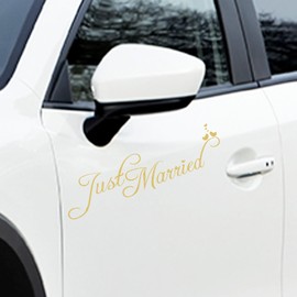 ADECNS Just Married Car Decorations Golden Just Married Wedding Decorations Car Wedding Day Car Window Decals Wedding Decorations for Anniversary