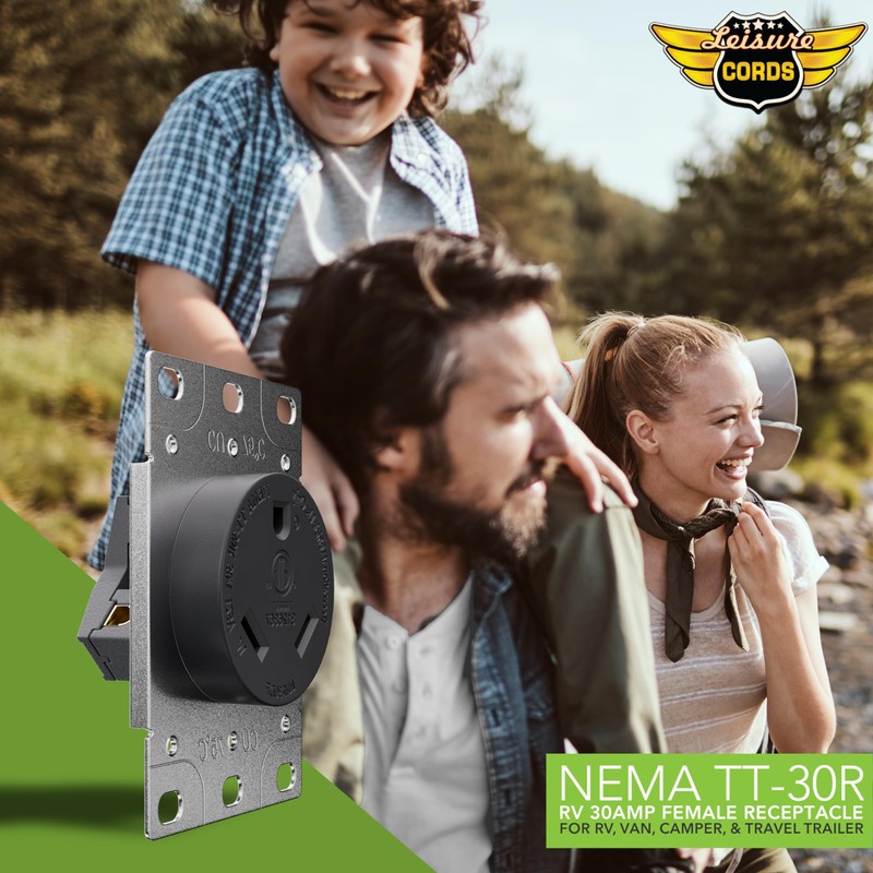 Leisure Cords RV 30 Amp, 125 Volt, NEMA TT-30R, 2P,