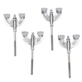 4-Pack Chrome Bass Drum Claws and Tension Rods Set - Percussion Instrument Accessories for Drum Hardware Parts Replacement, Hook Screws, Washers & Rods Fit Most Floor Tom Lugs (Size: 11x5.4x1.5 cm)